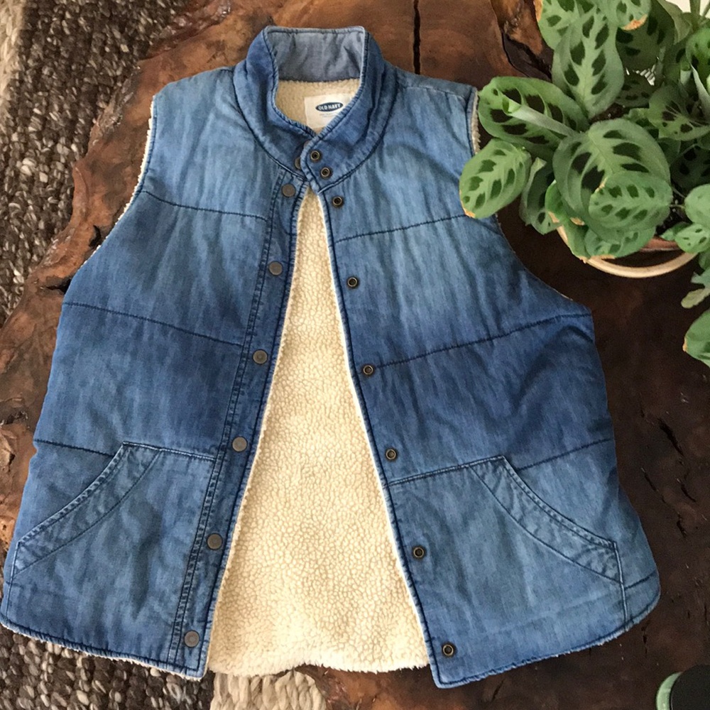 Denim Sherpa Lined Vest
